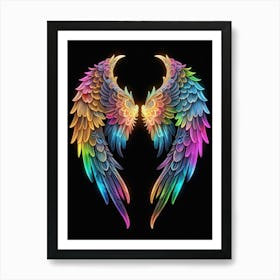 Neon Angel Wings 26 Art Print