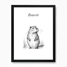 B&W Beaver 2 Poster Art Print