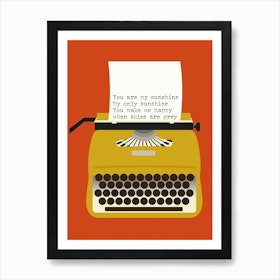 You Are My Sunshine Typewriter Office Art Print