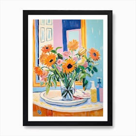 A Vase With Sunflower, Flower Bouquet 3 Art Print