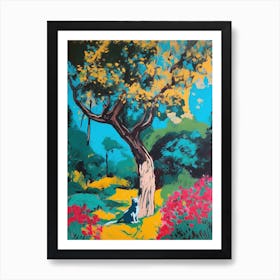 A Painting Of A Cat In Descanso Gardens, Usa In The Style Of Pop Art 03 Art Print