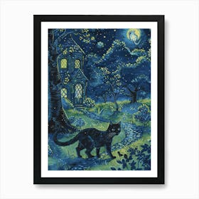 Cat In The Moonlight 8 Art Print