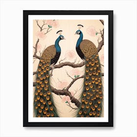 Art Nouveau Birds Poster Peacock 3 Art Print