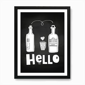 Hello In The Bottle - kitchen art, kitchen poster Art Print