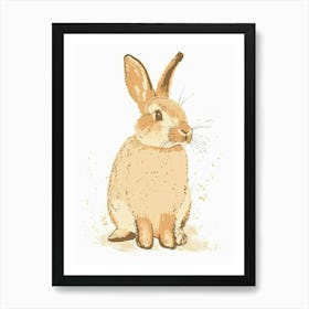 Tan Rabbit Nursery Illustration 3 Art Print