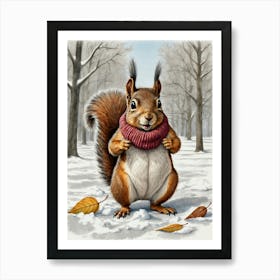 Squirrel In The Snow Poster