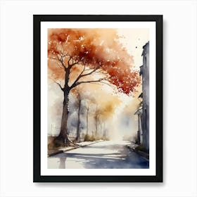 Watercolor Of A Street 13 Art Print