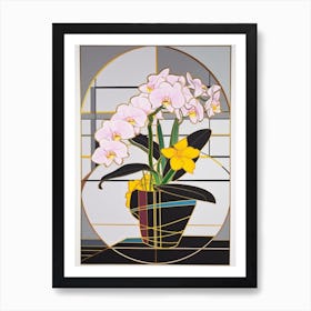Orchids Flower Still Life  4 Abstract Expressionist Art Print