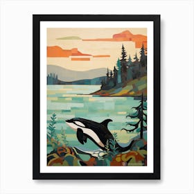 Matisse Style Killer Whale With Woodland Coast 6 Art Print