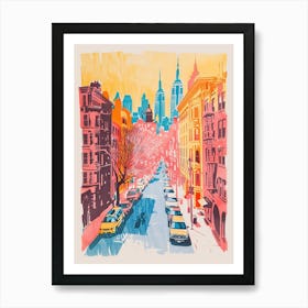 Upper East Side New York Colourful Silkscreen Illustration 3 Art Print