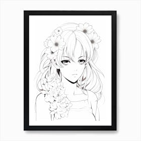 Bloom Body Girl Line Art 24 Art Print