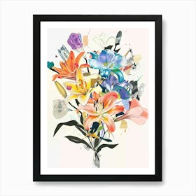 Lily 4 Collage Flower Bouquet Art Print