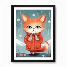 Cute Kitten Scandinavian Style Illustration 3 Art Print