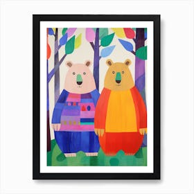 Colourful Kids Animal Art Wombat 1 Art Print