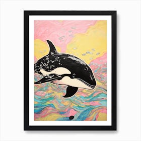 Pastel Crayon Underwater Orca Whale Drawing 1 Art Print