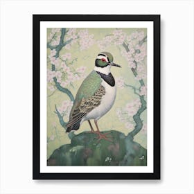 Ohara Koson Inspired Bird Painting Lapwing 4 Art Print