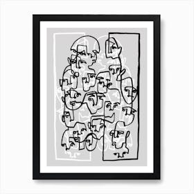 Face Book 3 Grey Art Print