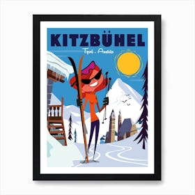 Kitzbuhel Poster Blue & White Art Print