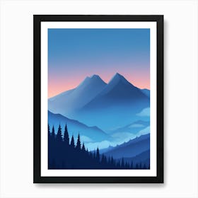 Misty Mountains Vertical Composition In Blue Tone 64 Art Print