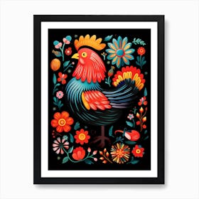 Folk Bird Illustration Chicken 2 Art Print