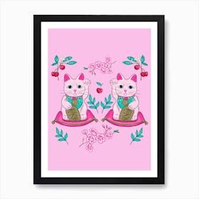 Good Luck Cats Art Print