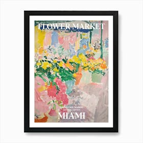 Vintage Flower Market Painting Miami 3 Art Print