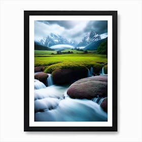 Waterfalls In The Mountains 1 Art Print