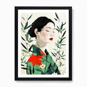 Asian Girl nature illustration Art Print