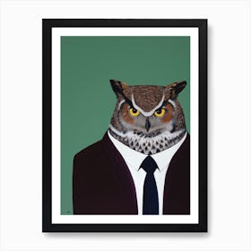 Owl In Suit Art Print