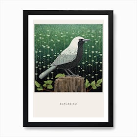 Ohara Koson Inspired Bird Painting Blackbird 4 Poster Art Print