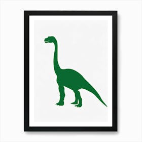 Green Dinosaur Silhouette 3 Art Print