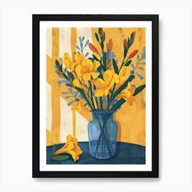 Freesia Flowers On A Table   Contemporary Illustration 1 Art Print