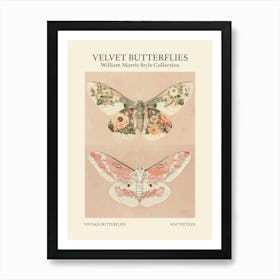 Velvet Butterflies Collection Vintage Butterflies William Morris Style 7 Art Print