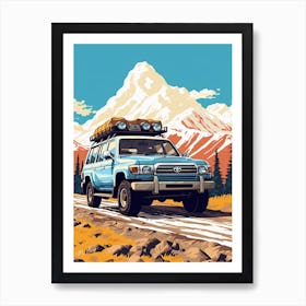 A Toyota Land Cruiser Car In Icefields Parkway Flat Illustration 1 Art Print