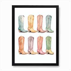 Cowgirl Boots Pastel 2 Art Print