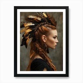 Indian Woman With Feathers 1 Art Print