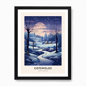 Winter Night  Travel Poster Cotswolds United Kingdom 2 Art Print