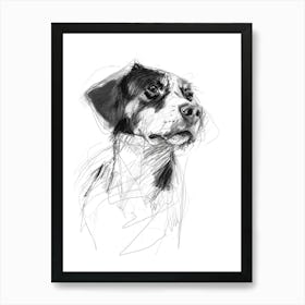 Entlebucher Mountain Dog Charcoal Line 1 Art Print