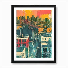 Kingsbridge New York Colourful Silkscreen Illustration 2 Art Print