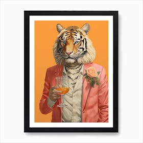 Tiger Illustrations Wearing A Cocktail Jacket 2 Art Print