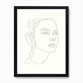 Portrait Of A Woman Hand Drawing Line Art 17 Art Print