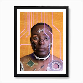 Afro-futurist Man Sci-fi Cyborg Art Print