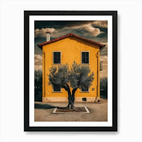 Olive Tree In Front Of House 1 Art Print