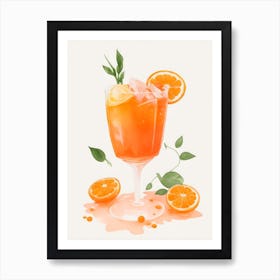 Aperol With Ice And Orange Watercolor Vertical Composition 51 Art Print