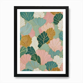 Pastel Abstract Ginkgo Leaves Art Print