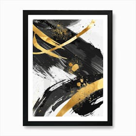 Abstract Gold And Black Painting 32 Art Print