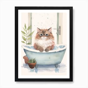 Himalayan Cat In Bathtub Botanical Bathroom 6 Art Print