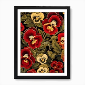 Winter Pansy 2 William Morris Style Winter Florals Art Print