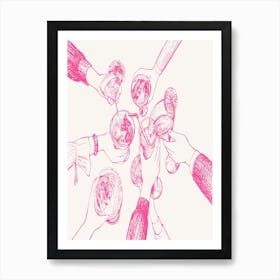 Drawing Of Hands Holding Drinks Art Print