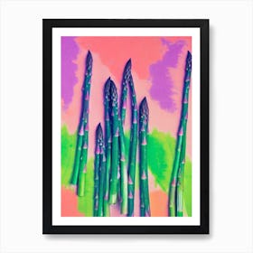 Asparagus 2 Risograph Retro Poster vegetable Art Print